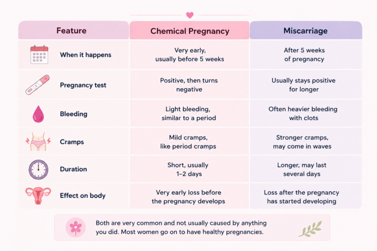 Chemical pregnancy vs miscarriage comparison